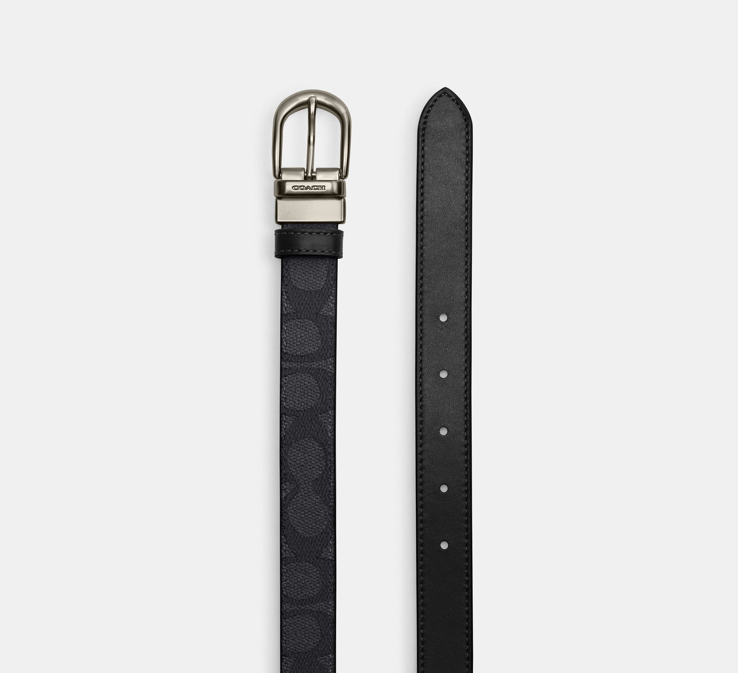 Coach Harness Buckle Cut To Size Reversible Belt, 25 Mm Gunmetal/Charcoal/Black