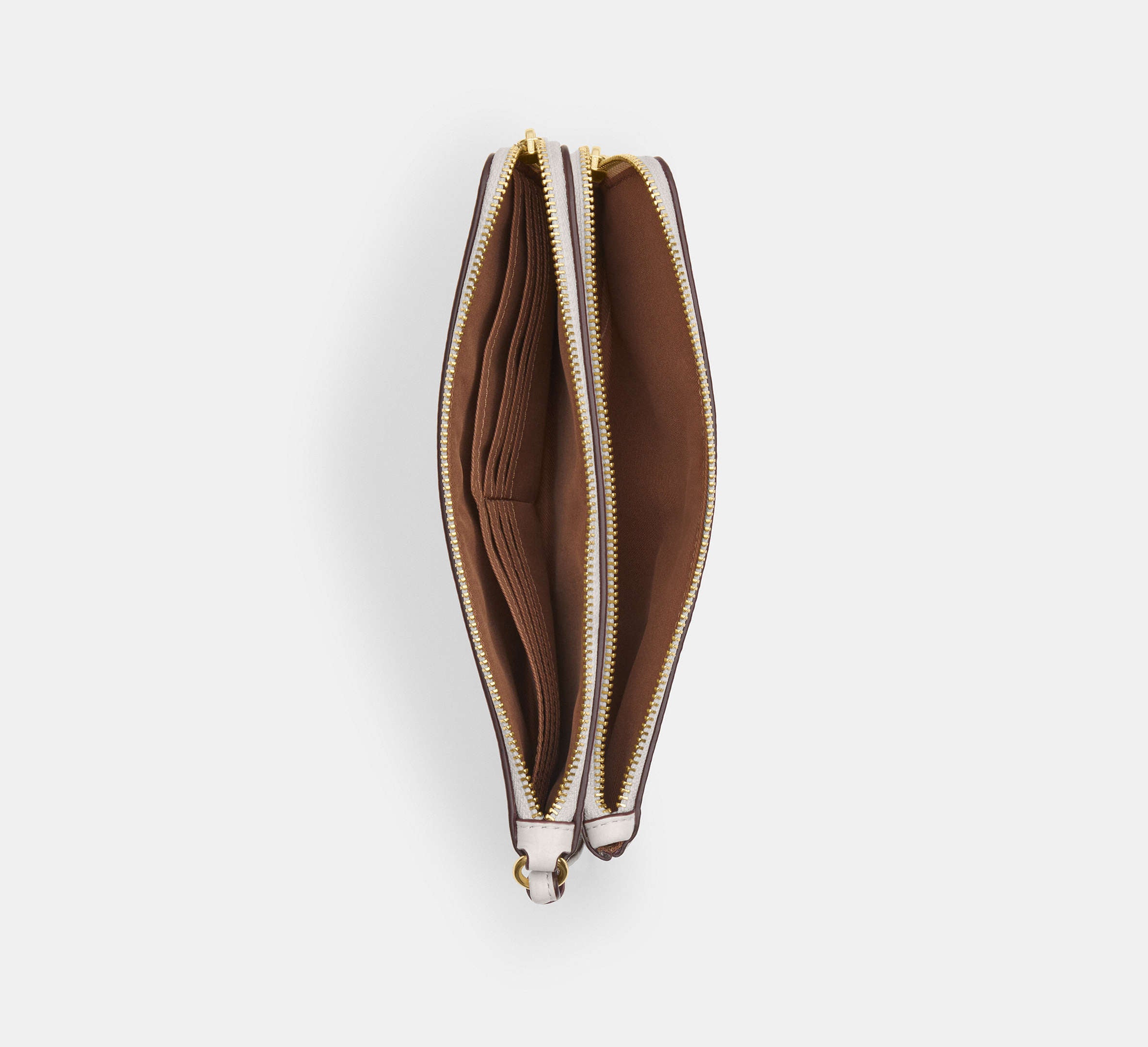 Coach Double Zip Wallet In Signature  - Gold/Sand/Chalk