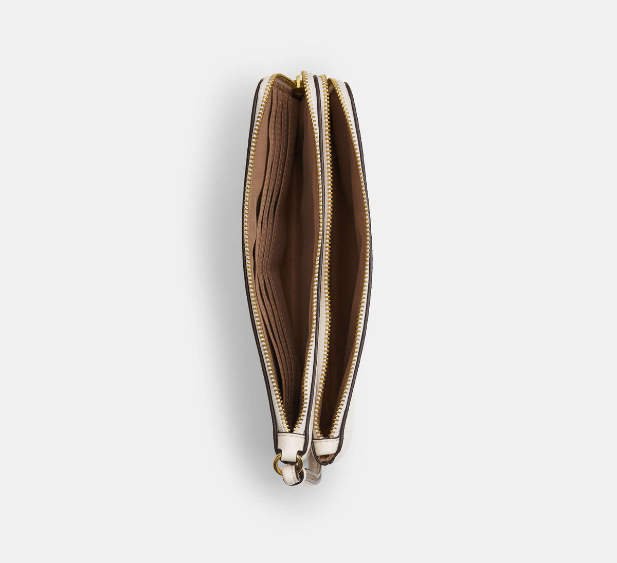 Coach Double Zip Wallet In Signature  - Gold/White/Chalk