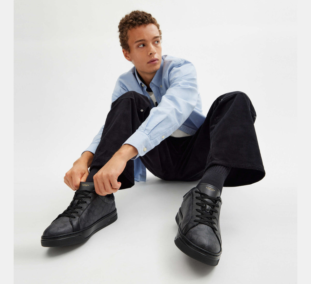 Coach Men's High Line Sneaker In Signature - Graphite/Black
