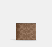 Coach Id Billfold Wallet In Signature Canvas  -  Gunmetal/Tan/Black