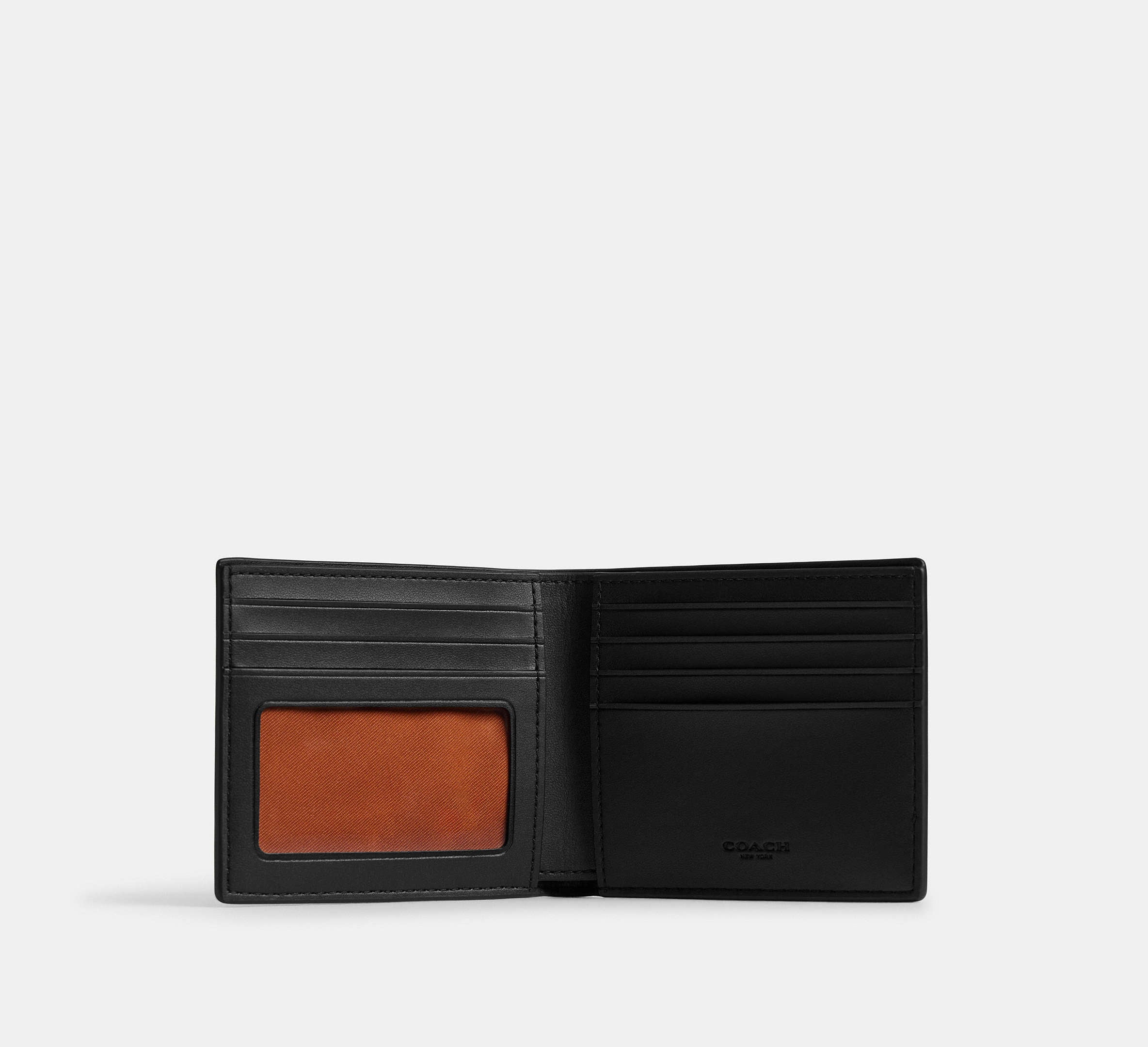 Coach Id Billfold Wallet In Signature Canvas-Tan/Black