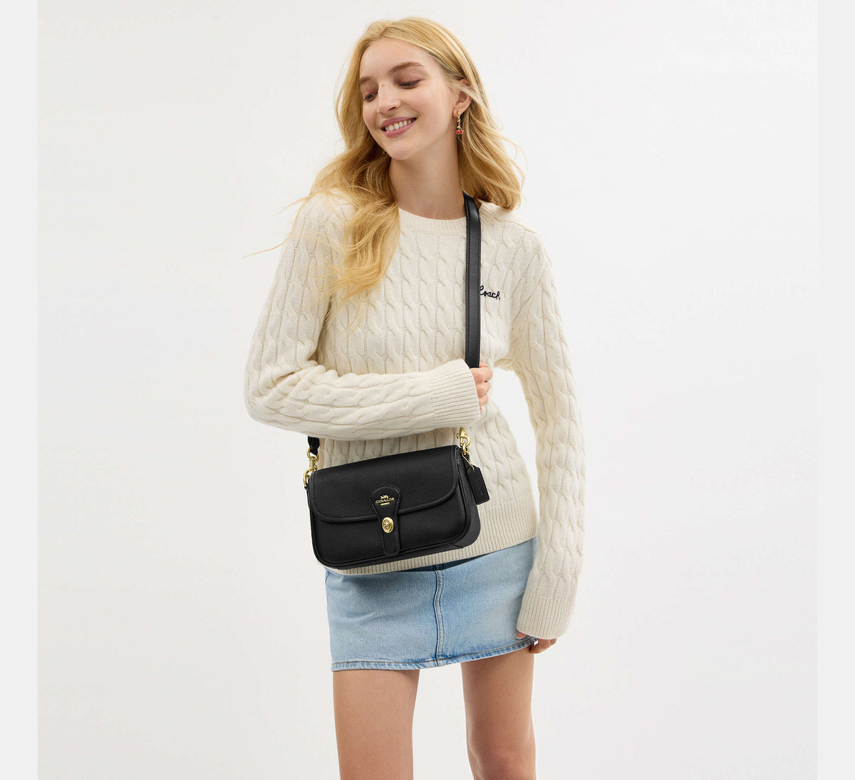 Coach Hadley Shoulder Bag - Gold/Black - Hemen Teslimde