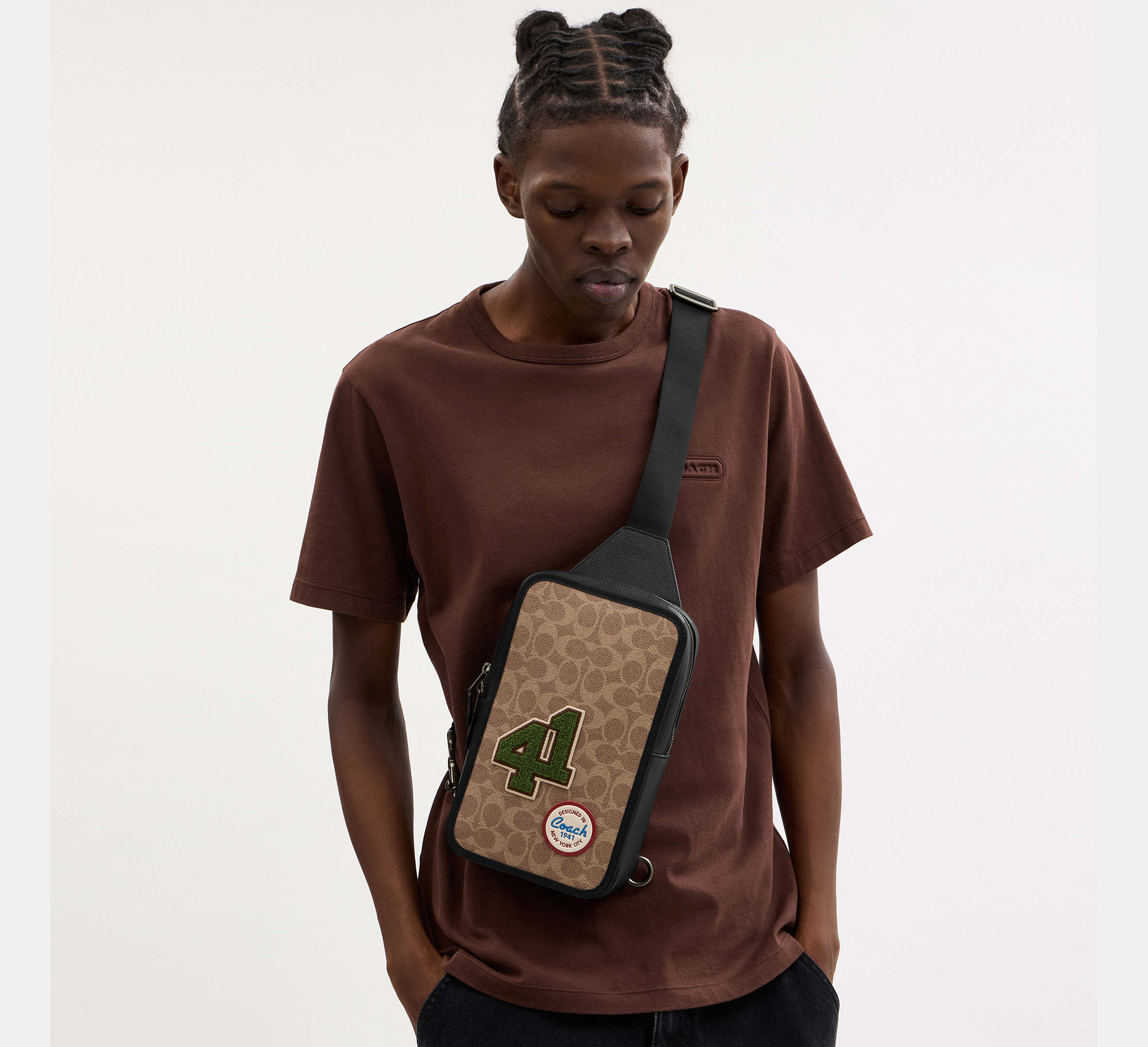 Coach Sullivan Pack In Signature Canvas With Patches -  Gunmetal/Tan Multi