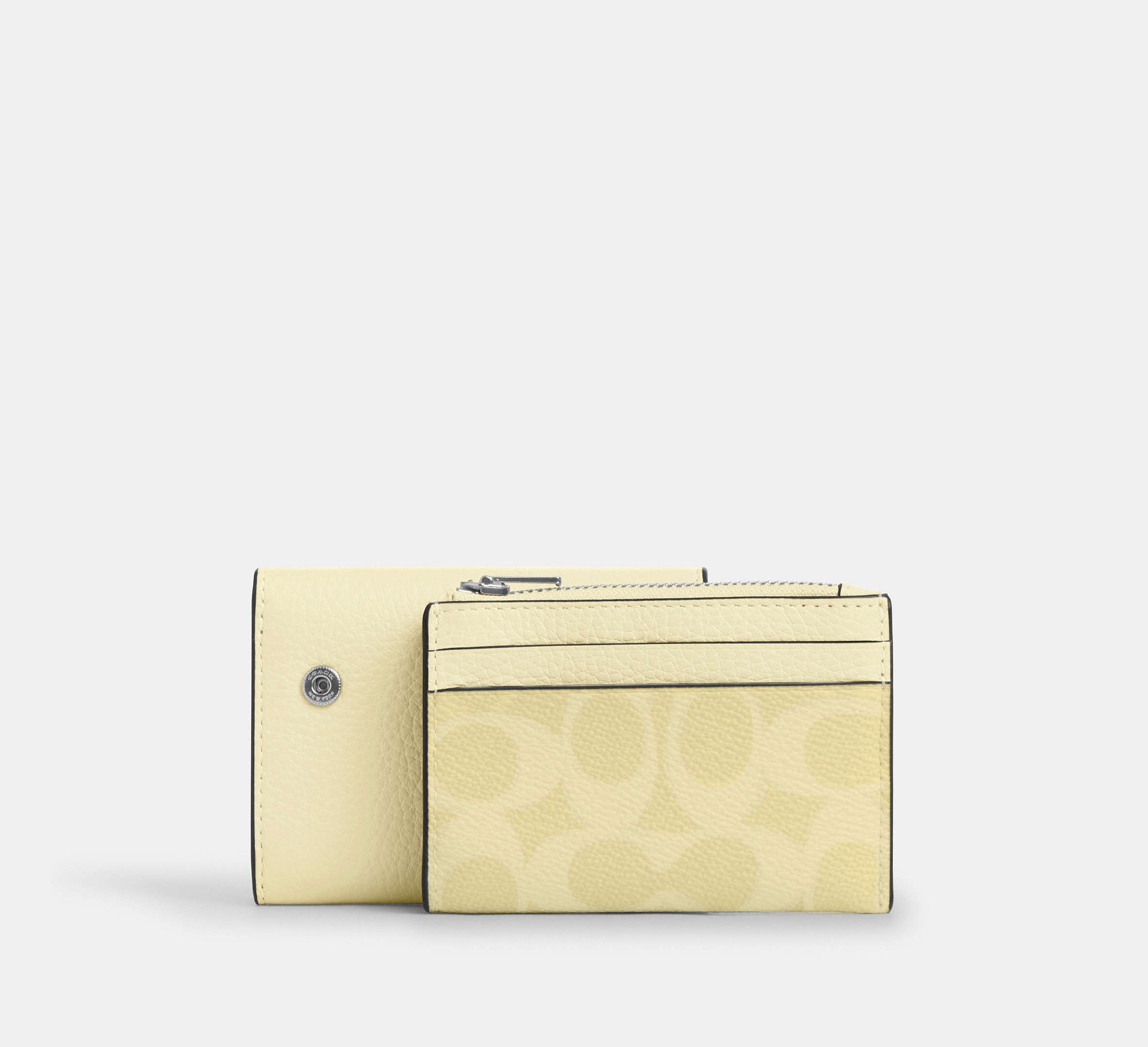 Coach Card Holder Wallet In Signature - Silver/Hay