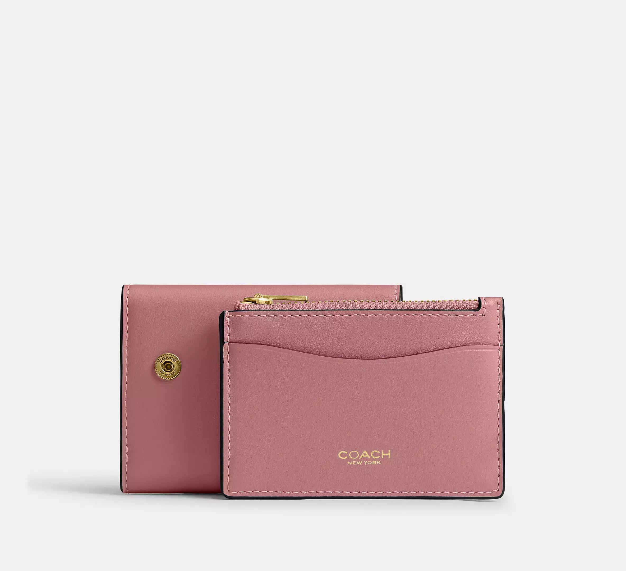 Coach Essential Card Holder Wallet - Brass/Peony