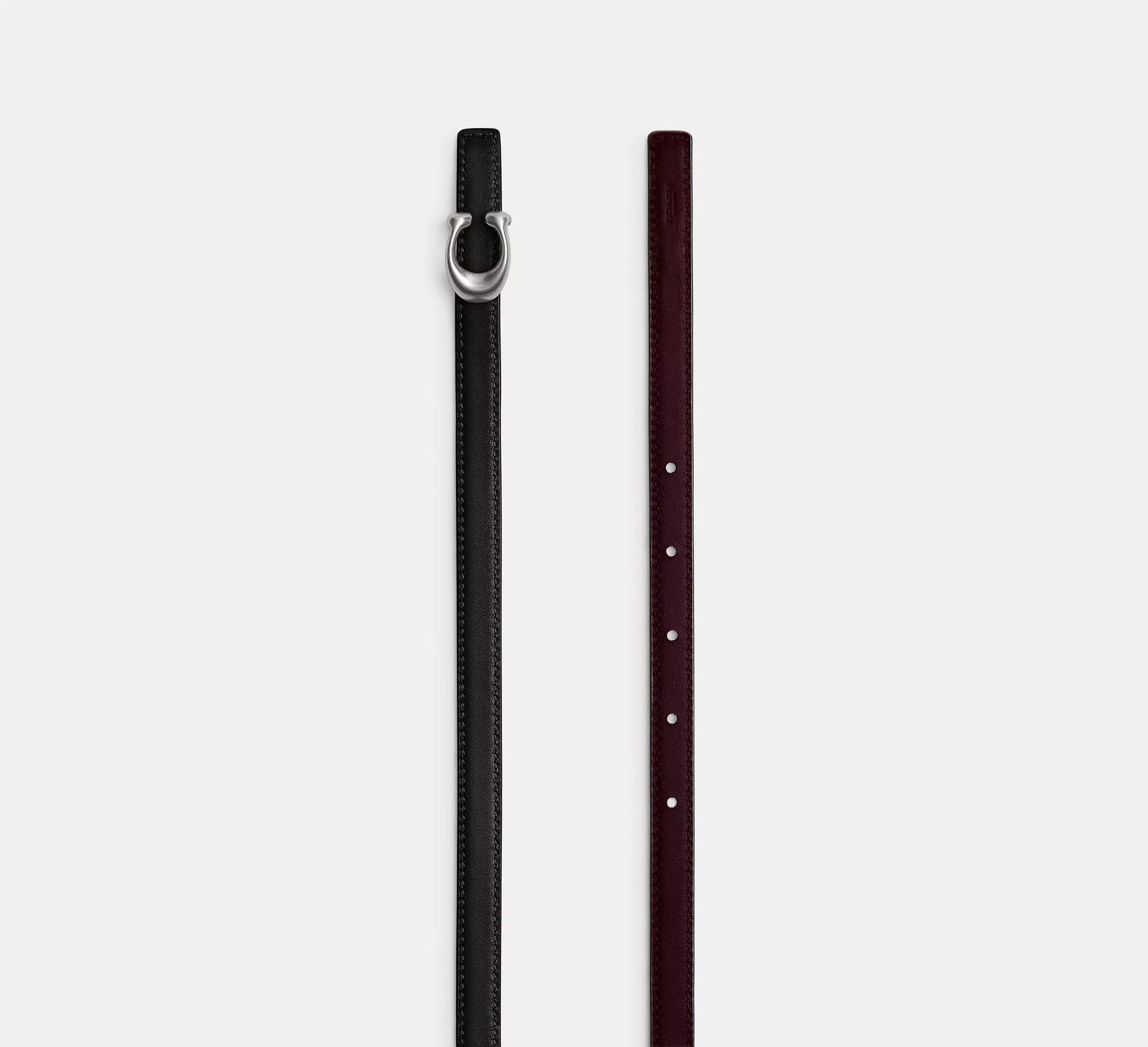 Coach Sculpted Signature Buckle Reversible Belt, 13 Mm - Silver/Black Merlot