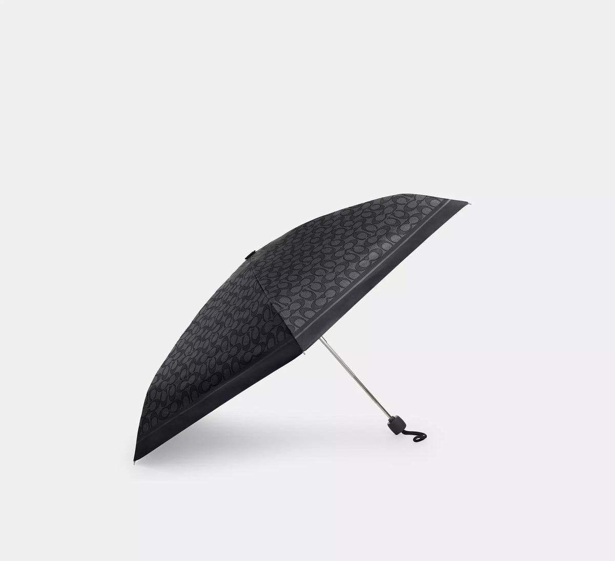 Coach Uv Protection Mini Umbrella In Signature Print  -  Silver/Graphite