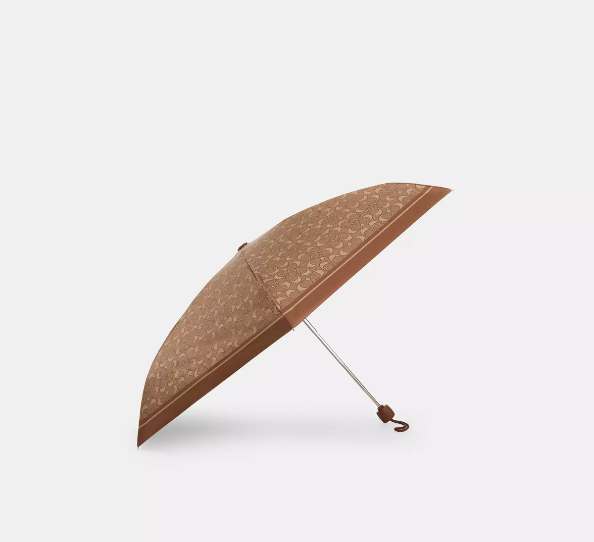 Coach Uv Protection Mini Umbrella In Signature Print  -  Silver/Tan/Brown