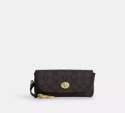 Coach Sunglass Case In Signature  - Gold/Walnut/Black