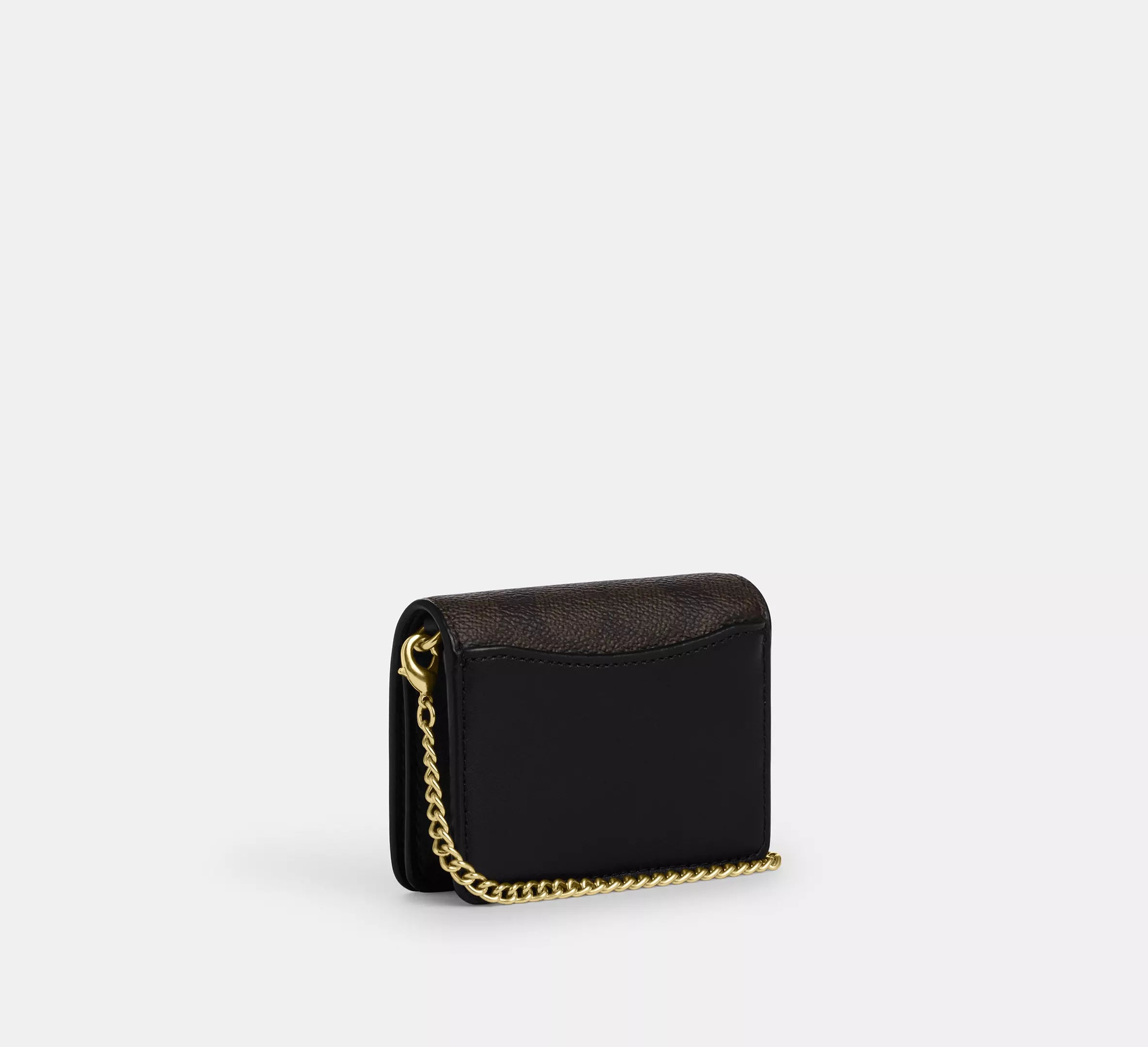 Coach Mini Wallet On A Chain In Signature - Gold/Walnut/Black