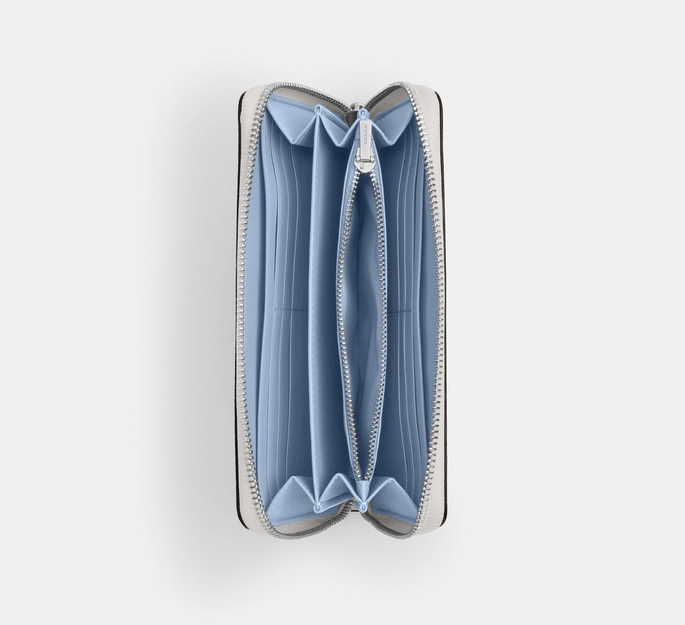 Coach Long Zip Around Wallet In Signature Canvas With Coach Graphic - Sv/Chalk/Bluebell