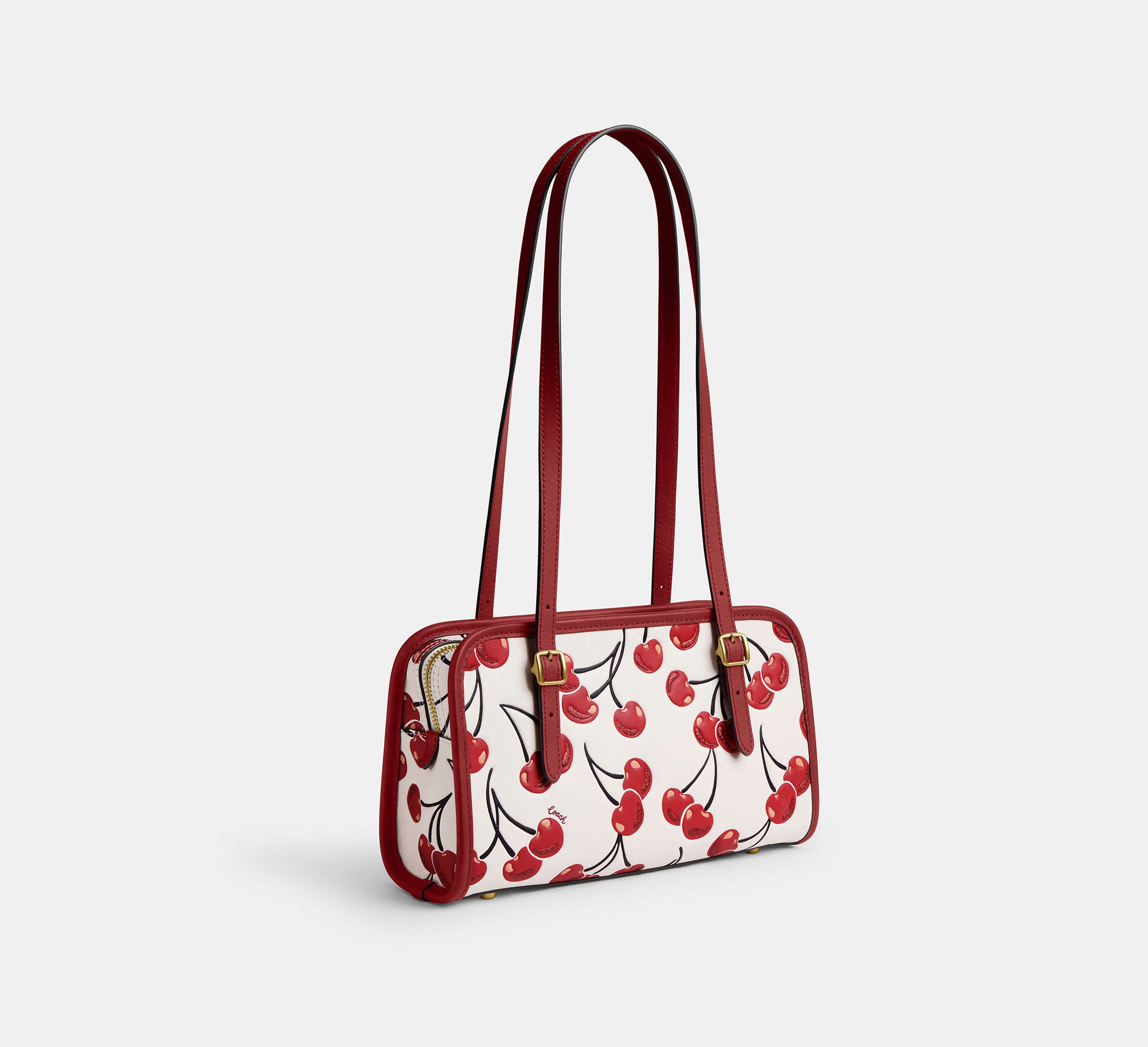 Coach Swing Zip Bag With Cherry Print Brass/Chalk Multi