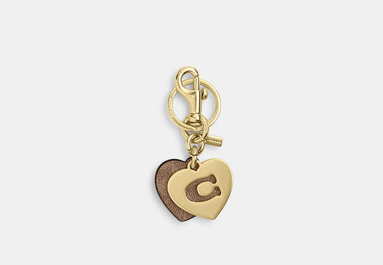 Coach Hearts Key Ring In Signature  -  Gold/Tan/Brown