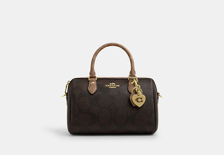 Coach Hearts Key Ring In Signature  -  Gold/Tan/Brown