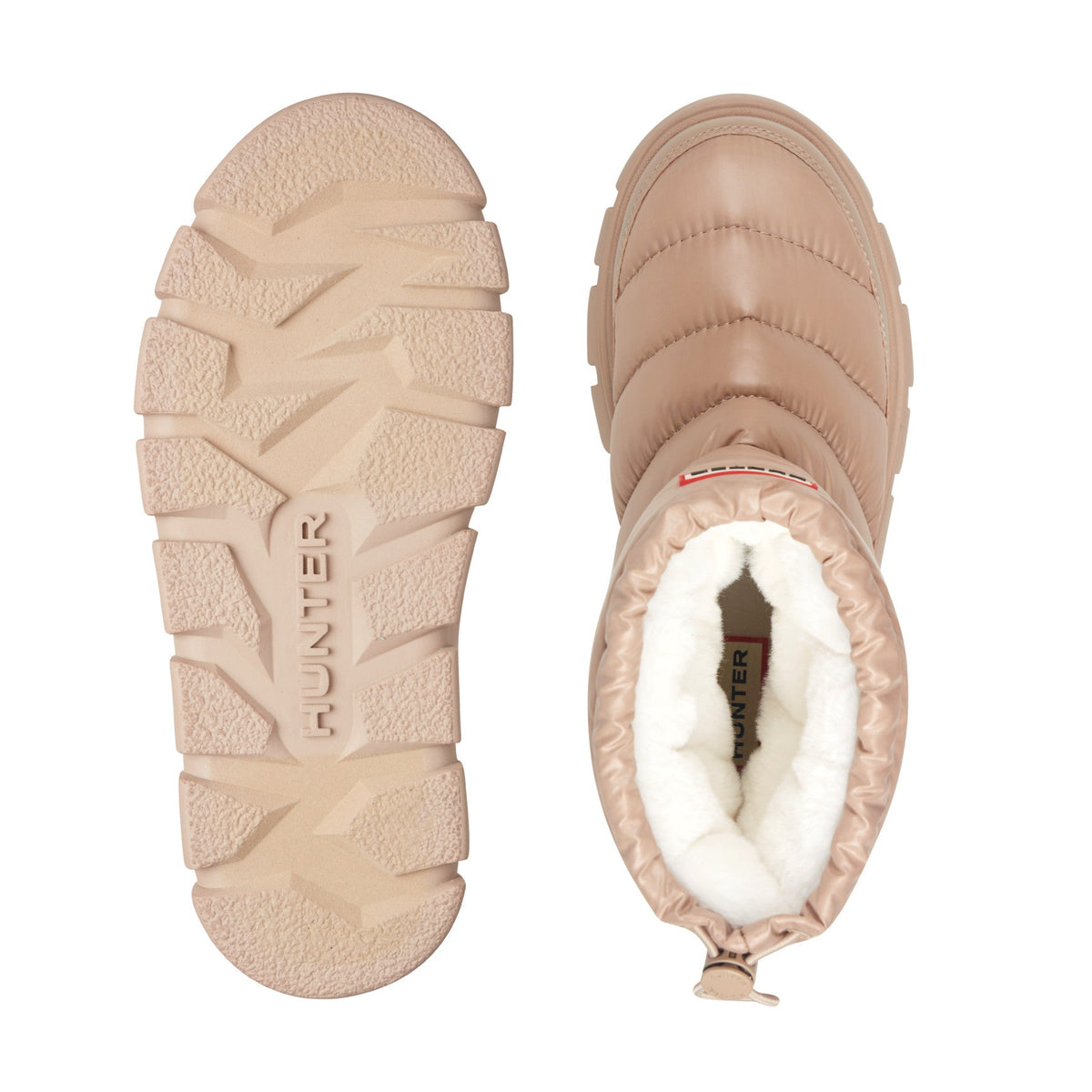 Hunter Women's Maribel Lug Sole Insulated Waterproof Snow Booties -  Light Natural Nylon