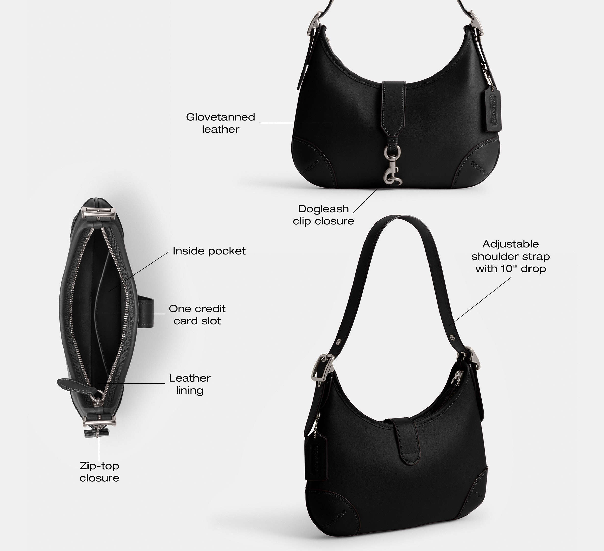 Coach Hamptons Hobo Bag - Silver/Black – Kanadadan Kapına