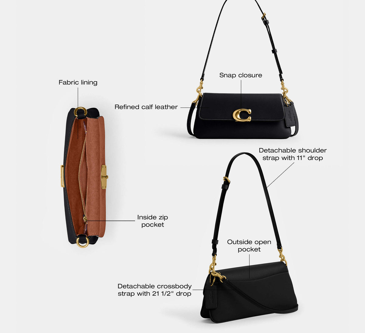 Coach Jet Shoulder Bag - Brass/Black