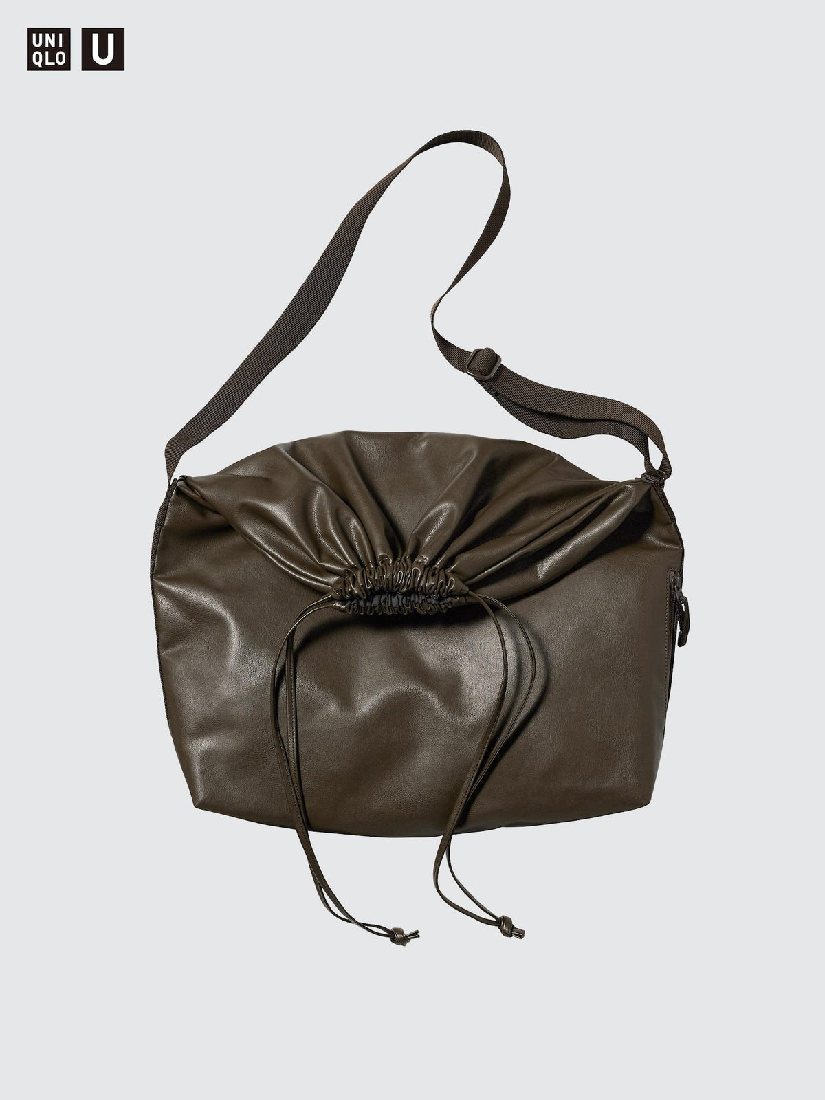 UNIQLO Soft Coated Drawstring Bag-  DARK BROWN