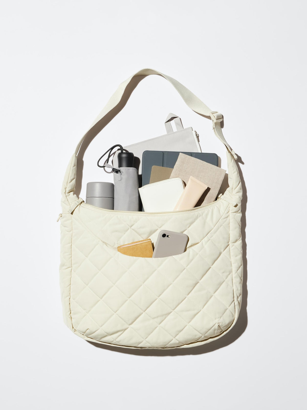 UNIQLO Unisex Quilted Puffy Shoulder Bag-GRAY