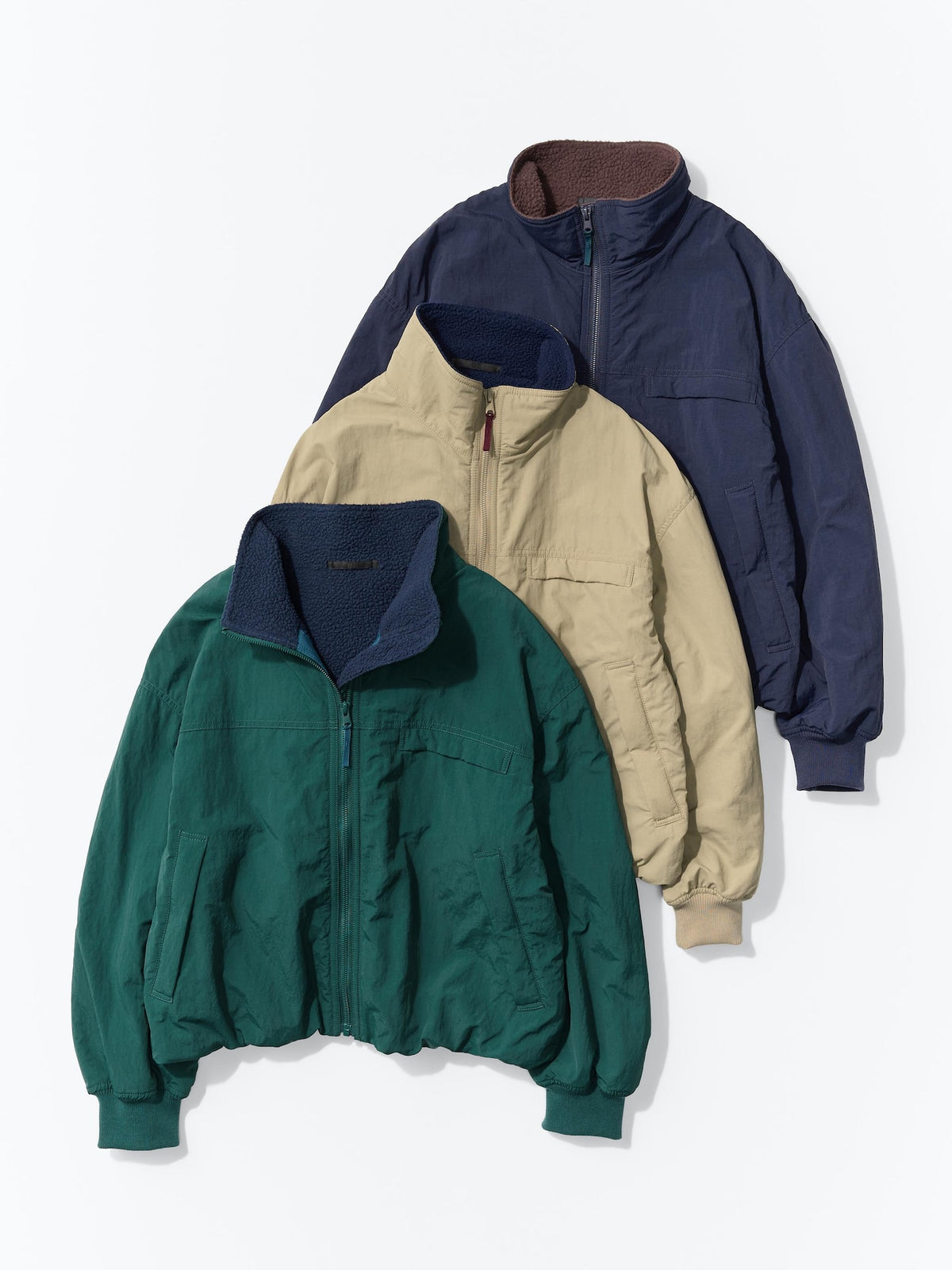 Uniqlo Unisex Fleece Lined Stand Blouson  -  55 GREEN