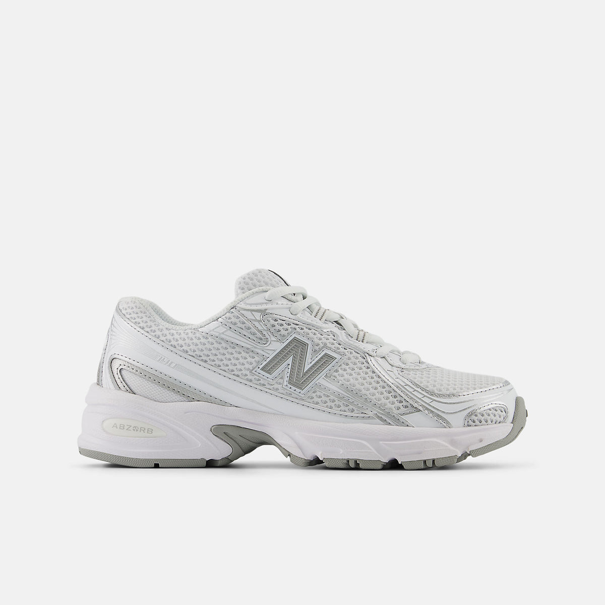New Balance Big Kids 740 Lace  -  WHITE with SILVER METALLIC -  GR740WM