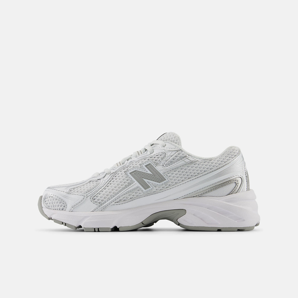New Balance Big Kids 740 Lace  -  WHITE with SILVER METALLIC -  GR740WM