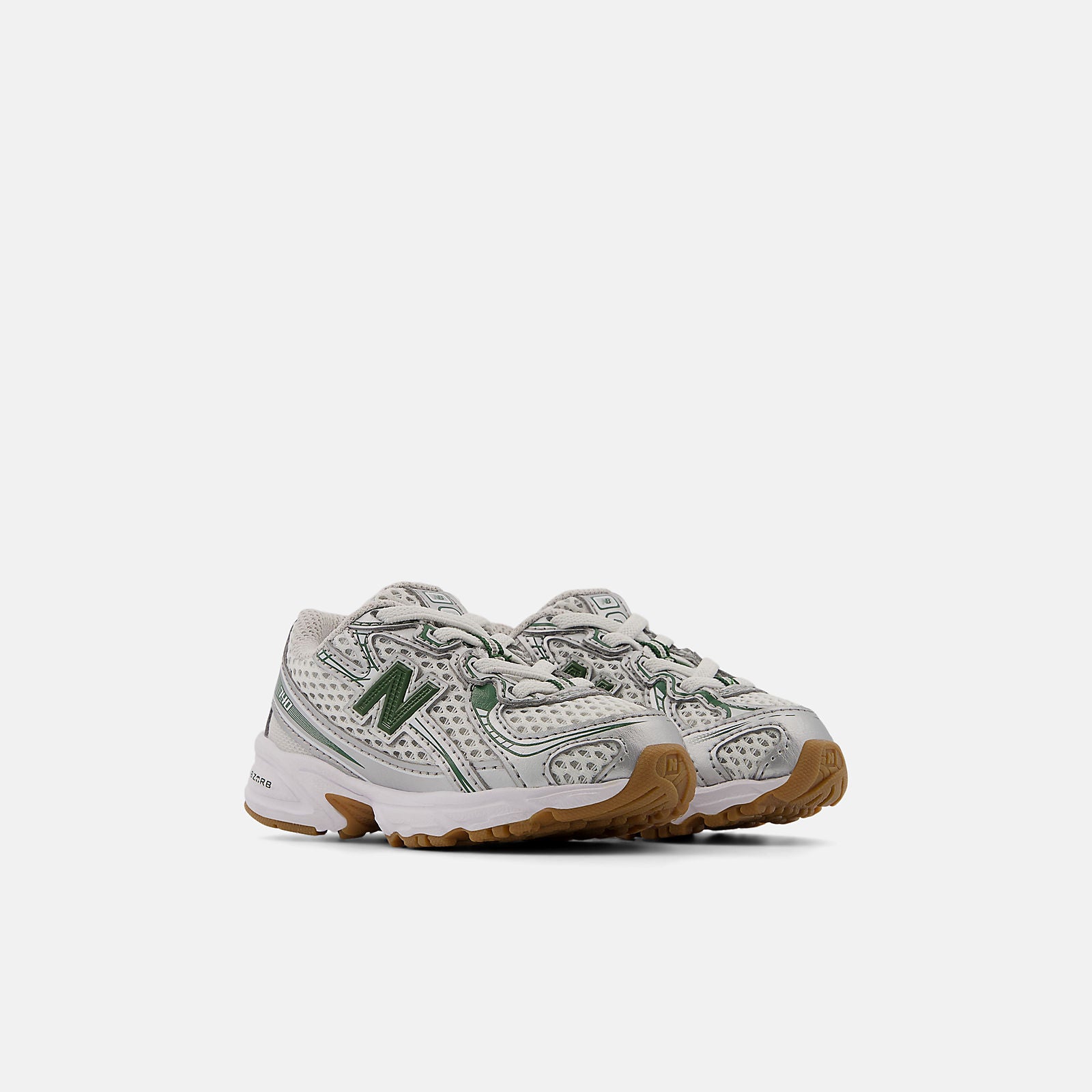 New Balance 740 BUNGEE LACE Kids Silver Metalic with Dark Alpine Green-IZ740SF