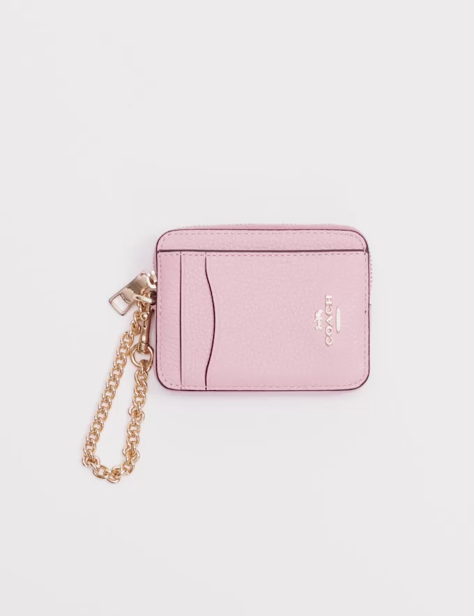 Coach Zip Card Case  - Gold/Dark Stone