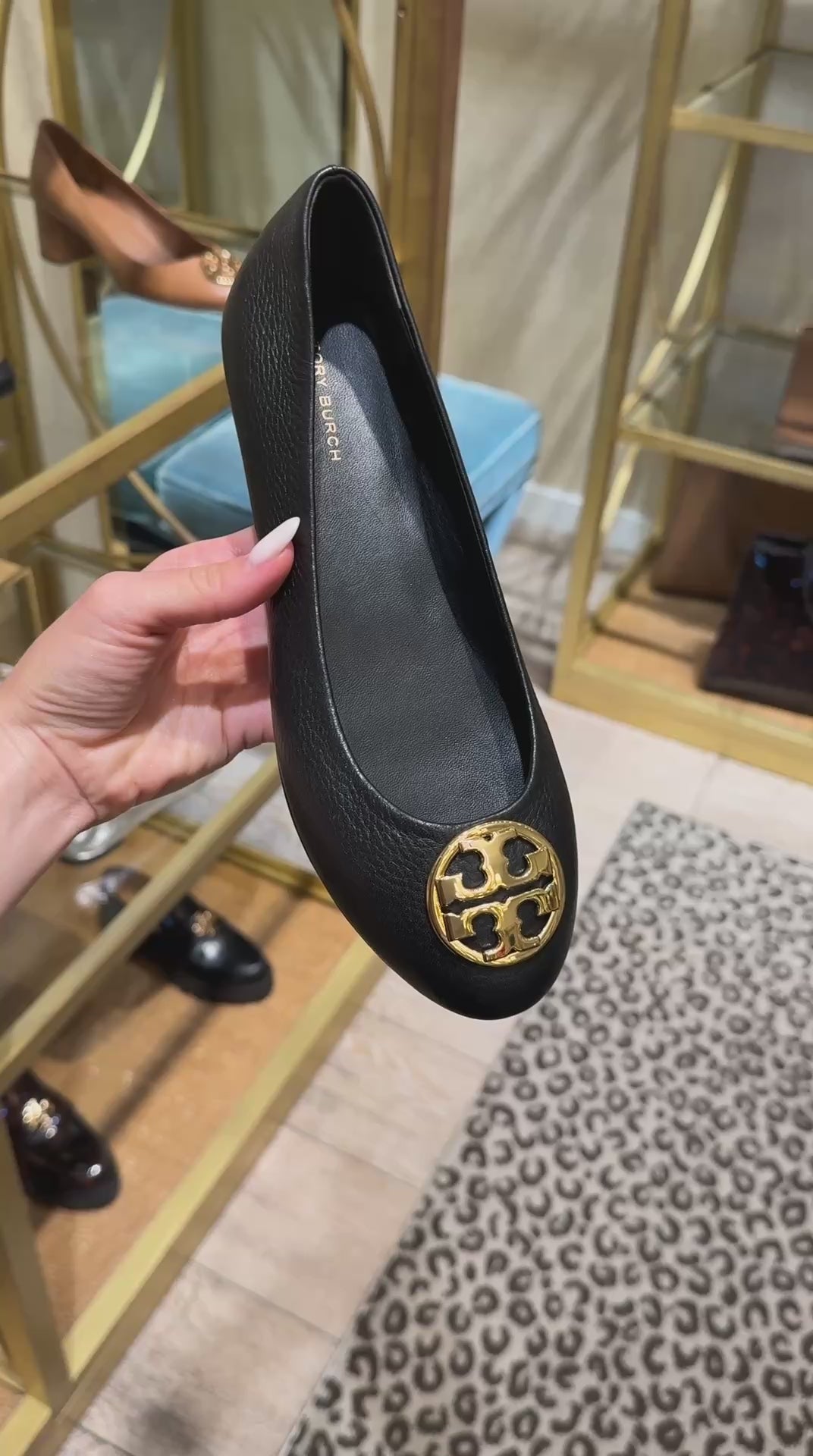Tory Burch Chelsea Ballet Deri Kadın Babet - Siyah