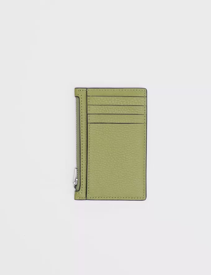 Coach Zip Card Case In Signature -Gunmetal/Charcoal/Black