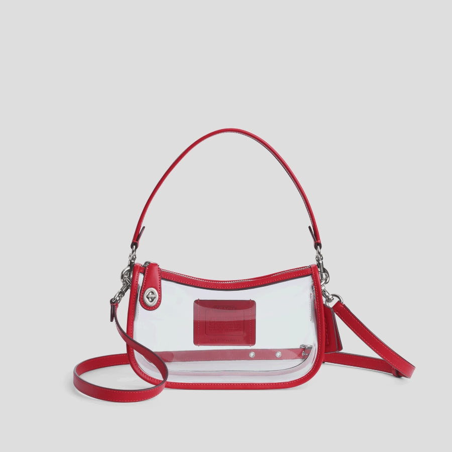 Coach Stadium Swinger Bag - Silver/Sport Red