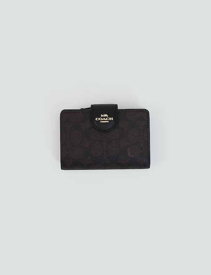 Coach Medium Corner Zip Wallet - Gold/Black