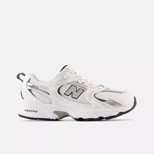 New Balance Little Kids 530 Bungee  -  NB WHITE with NATURAL INDIGO and Silver Metallic  -  PZ530SB1