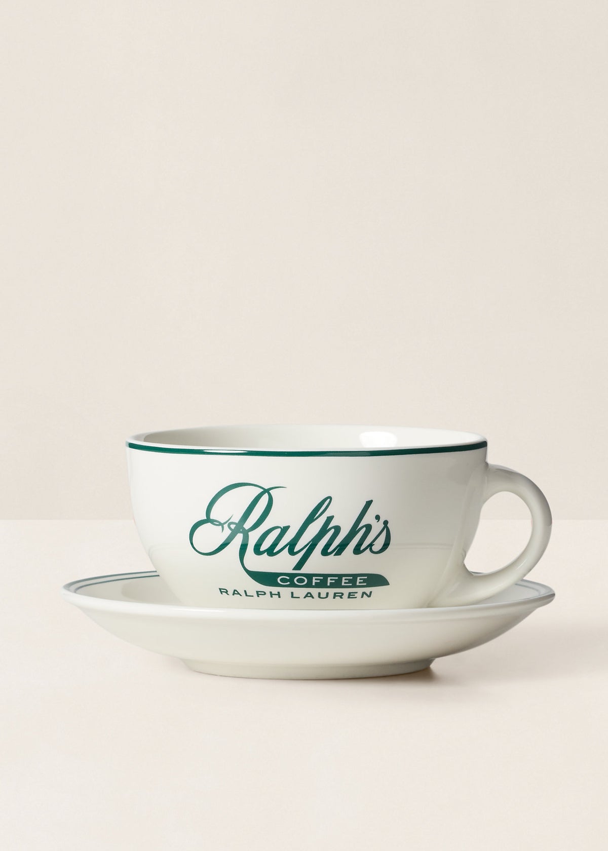 Ralph Lauren Home Ralph’s Coffee yeşil beyaz fincan ve tabak seti