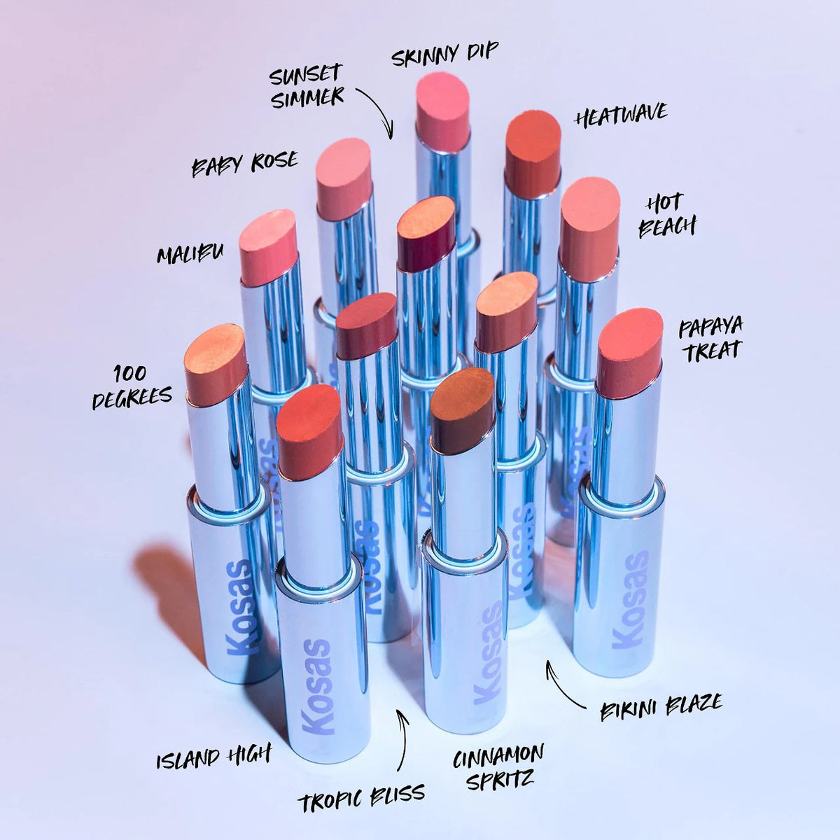 Kosas  Wet Stick Moisturizing Shiny Sheer Lipstick with Ceramides Tropic Bliss - cool rosy mauve