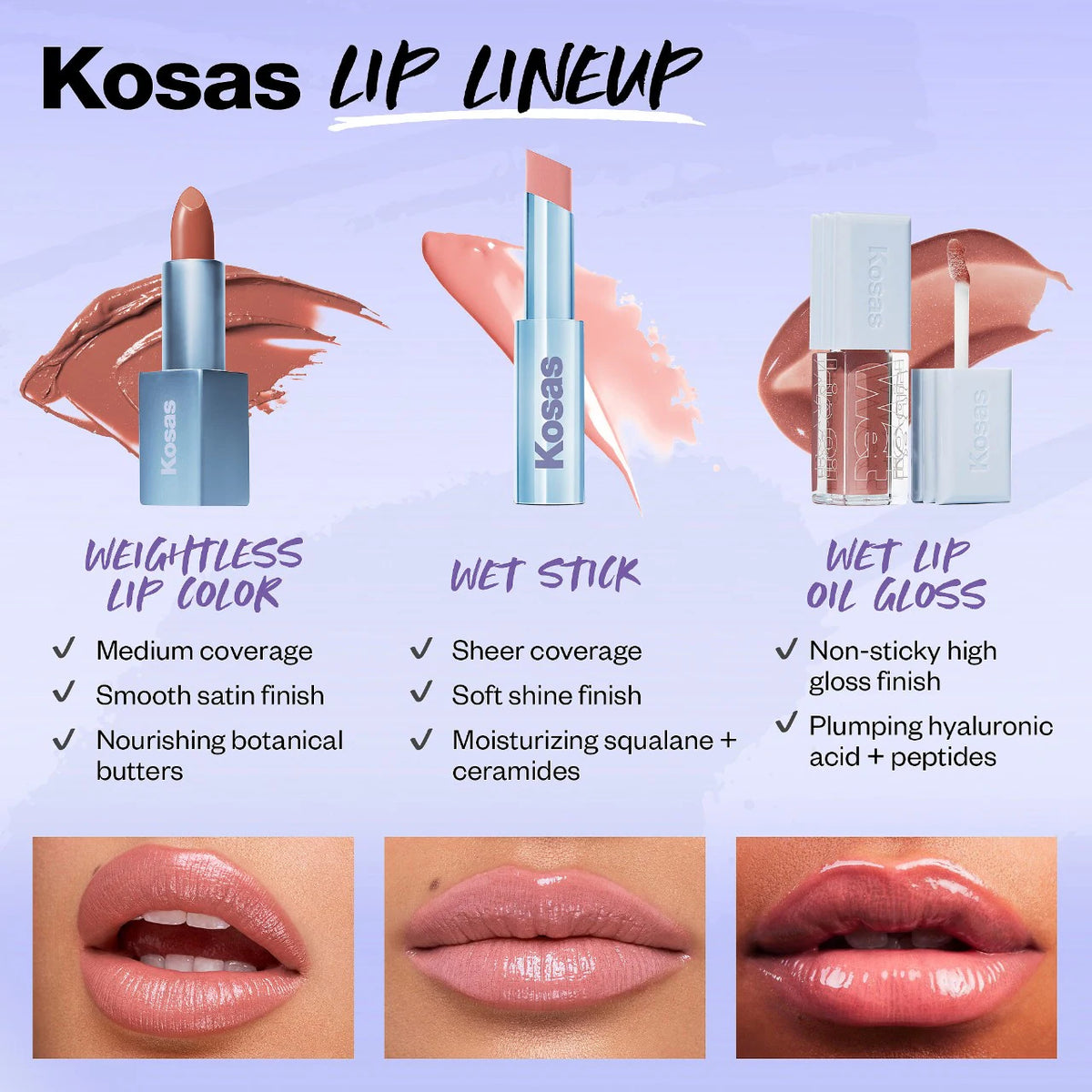Kosas  Wet Stick Moisturizing Shiny Sheer Lipstick with Ceramides Sunset Simmer - warm rosy brown