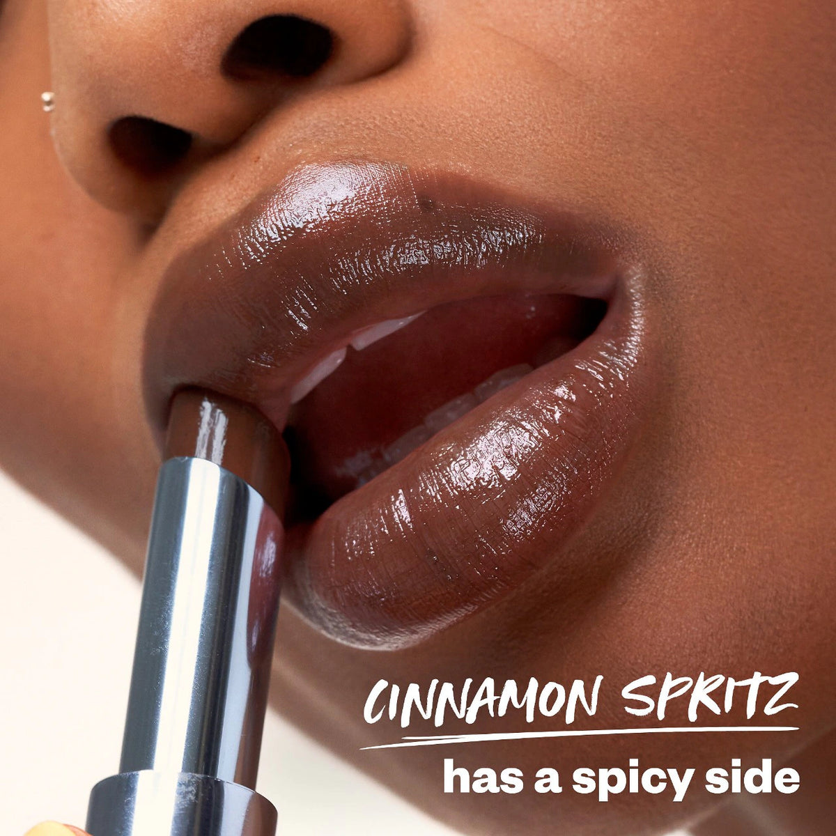 Kosas  Wet Stick Moisturizing Shiny Sheer Lipstick with Ceramides Cinnamon Spritz - warm rich brown