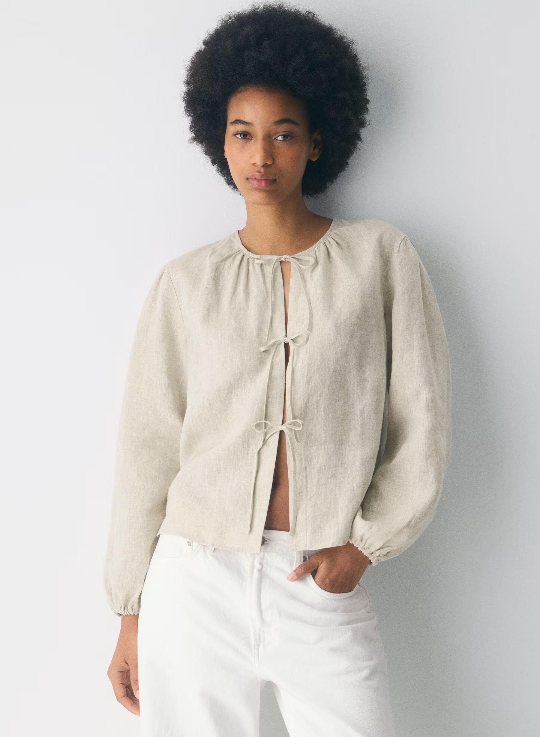 Aritzia Tybee Linen Blouse-Undyed Ecru