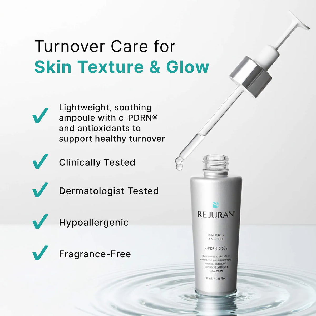 Rejuran Turnover Ampoule c-PDRN® 0.5% Renewing Serum for Smooth Texture & Glass Skin 30 ML