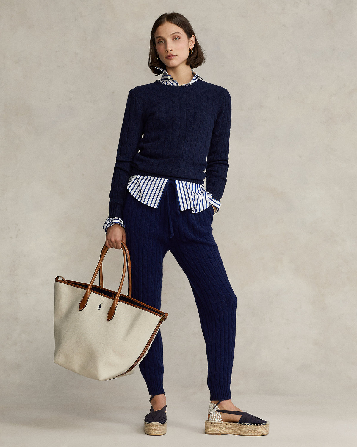 Ralph Lauren Women's The Iconic Cable-Knit Cashmere Sweater -  Hunter Navy