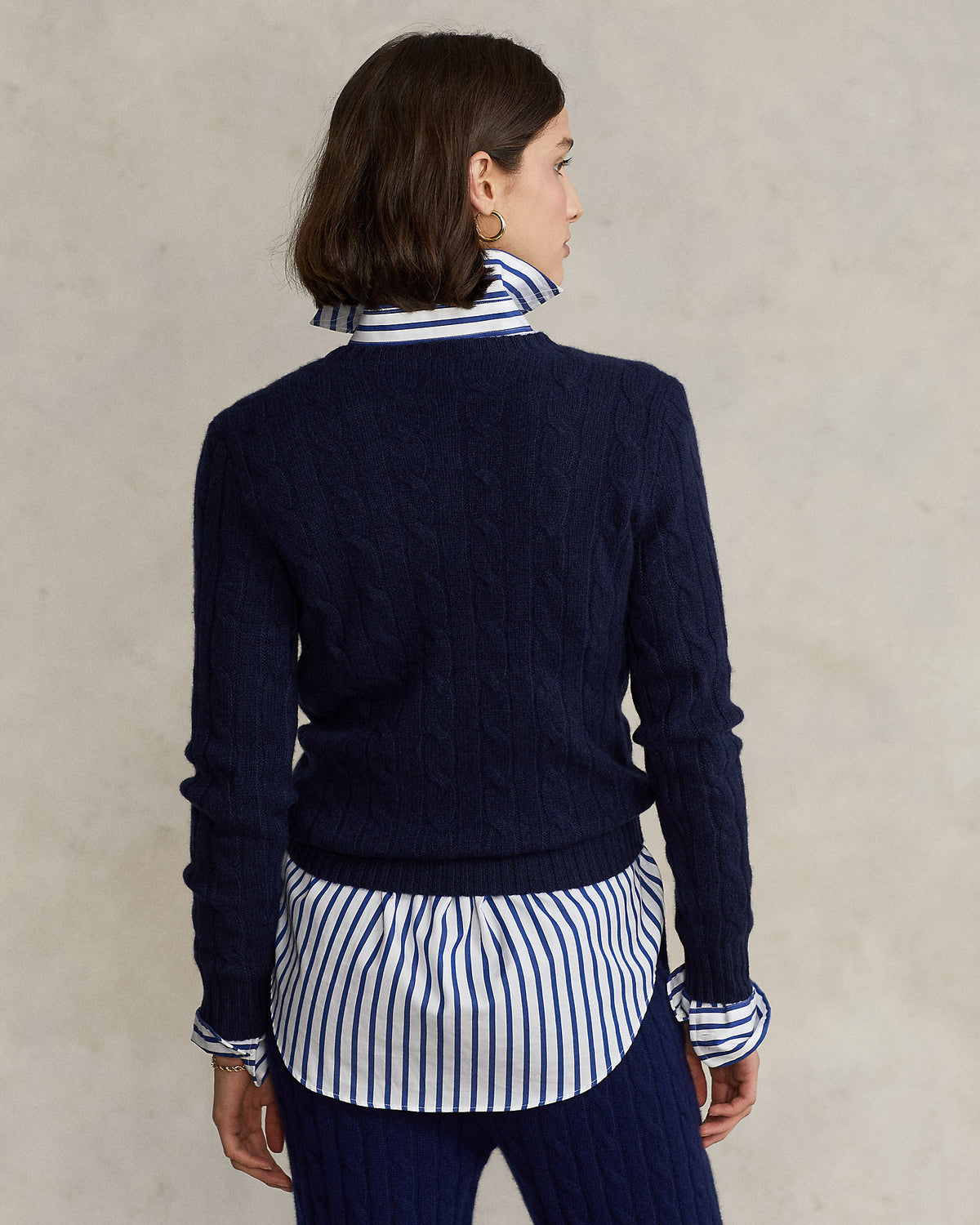 Ralph Lauren Women's The Iconic Cable-Knit Cashmere Sweater -  Hunter Navy
