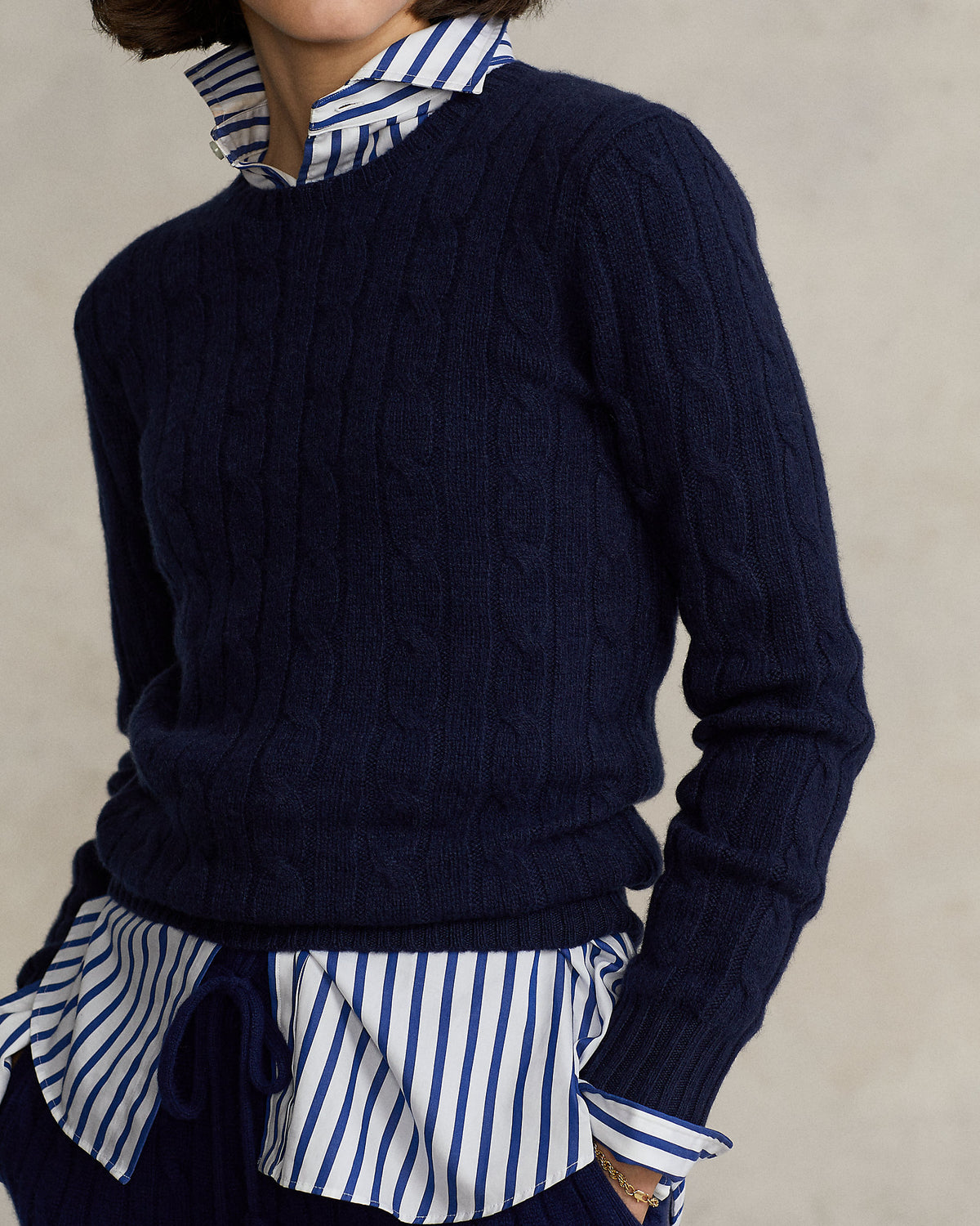 Ralph Lauren Women's The Iconic Cable-Knit Cashmere Sweater -  Hunter Navy