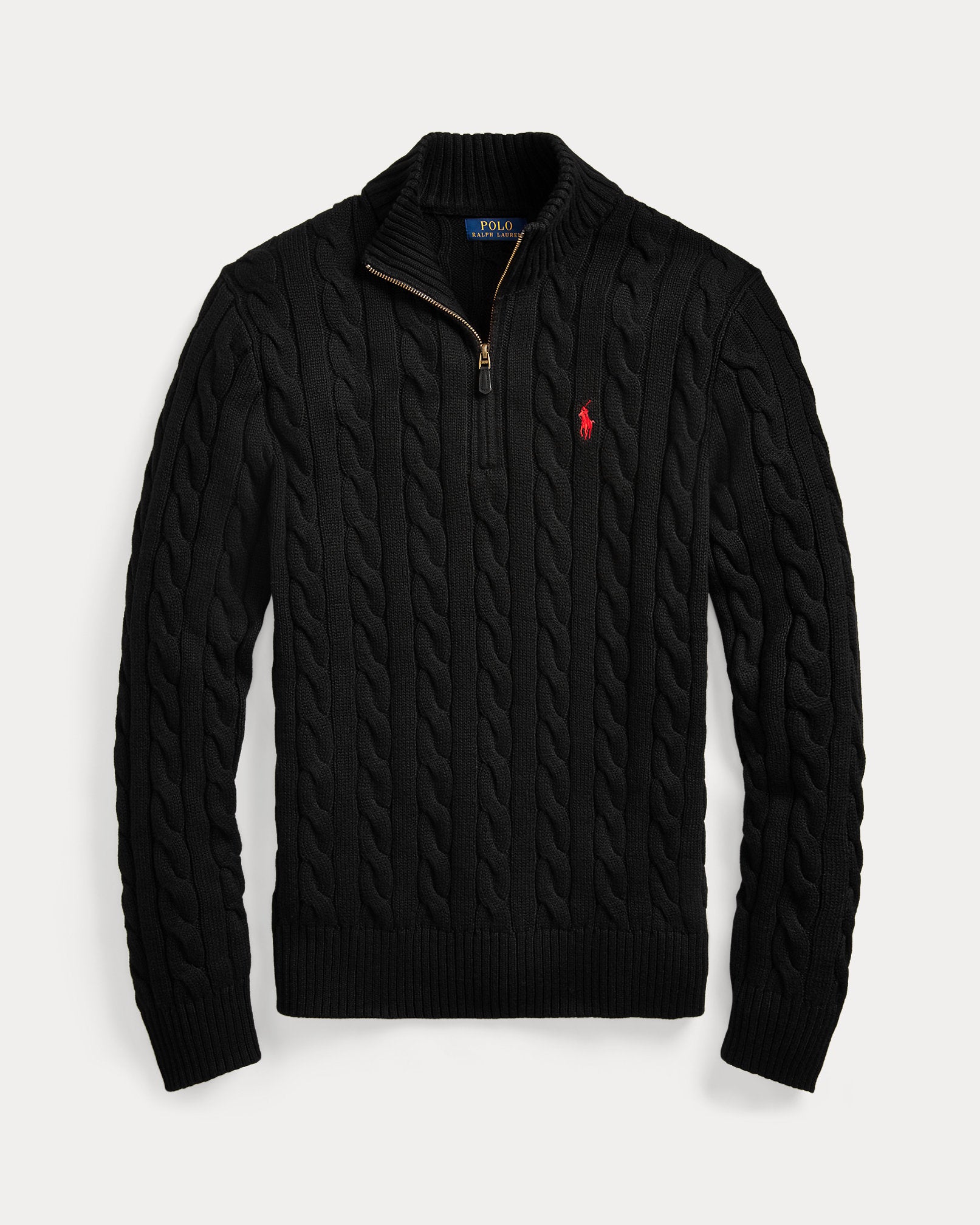 Ralph Lauren Men Cable-Knit Cotton Quarter-Zip Sweater - Polo