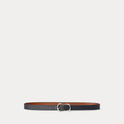 Ralph Lauren Reversible Crosshatch Leather Belt  - Black/Lauren Tan