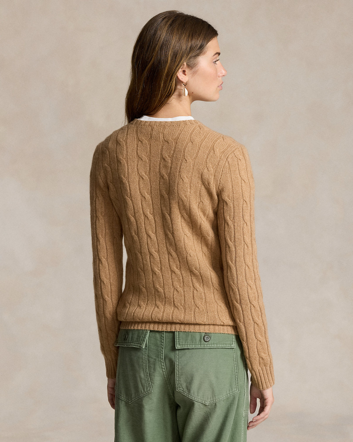 Ralph Lauren Women's The Iconic Cable-Knit Cashmere Sweater - Collection Camel Melange