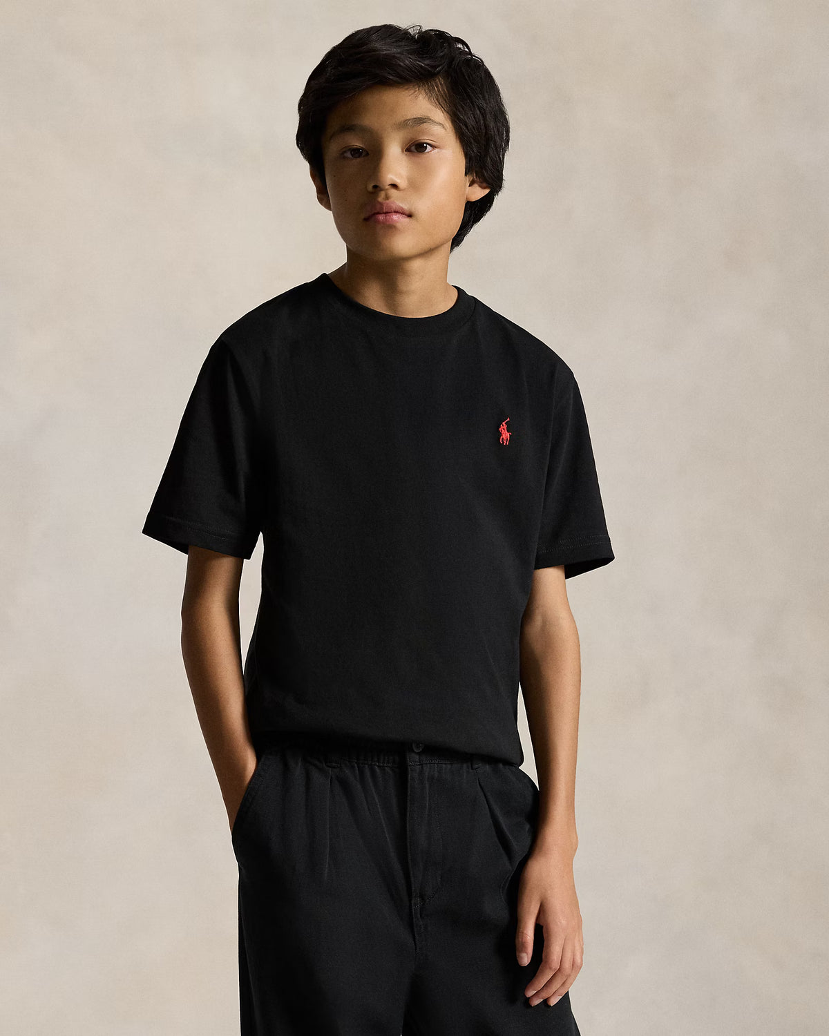 Ralph Lauren Boy's Cotton Jersey Crewneck Tee  -  RL Black