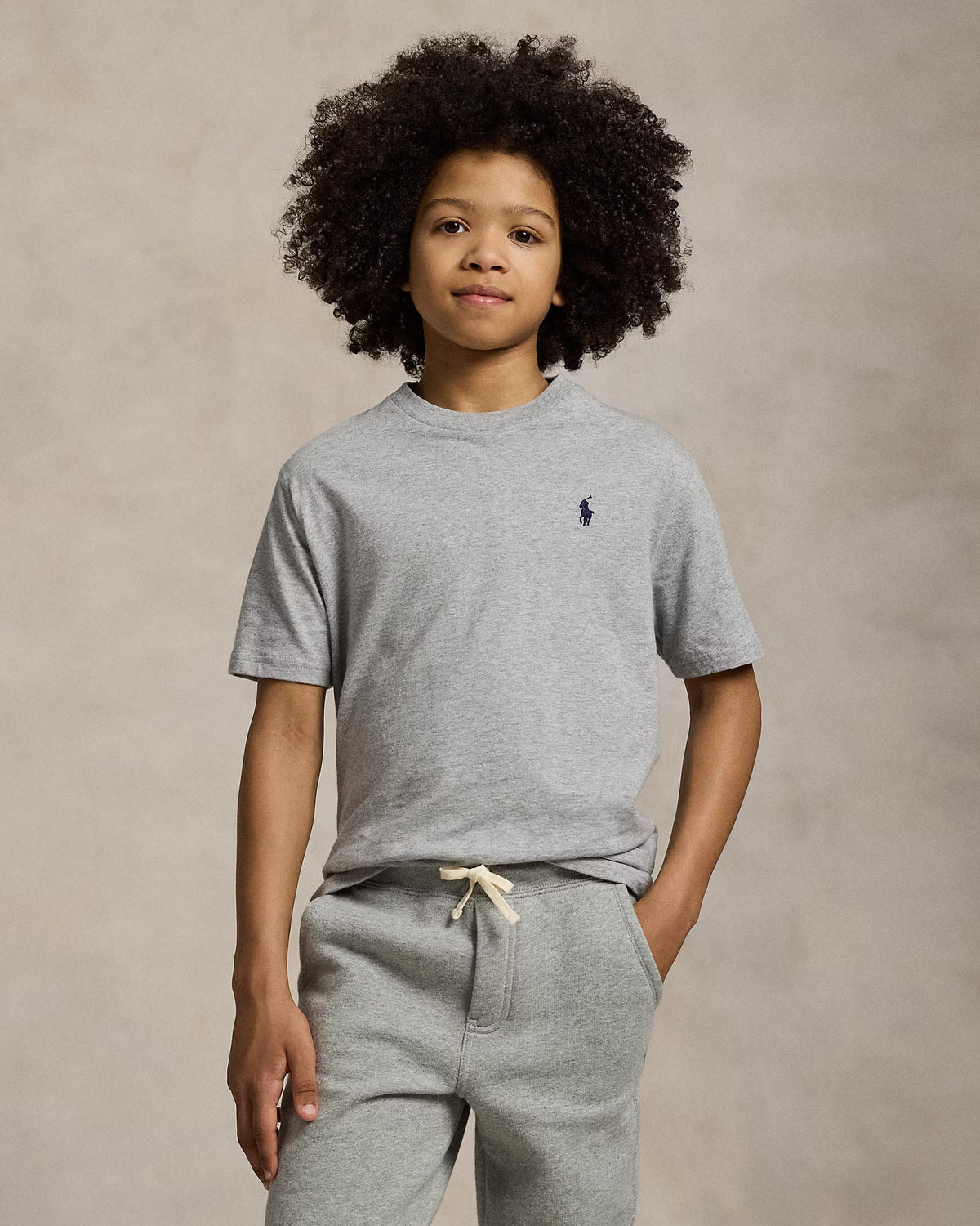 Ralph Lauren Boy's Cotton Jersey Crewneck Tee  -   Andover Heather