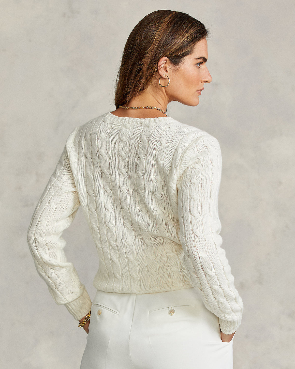 Ralph Lauren Women's The Iconic Cable-Knit Cashmere Sweater - Cream