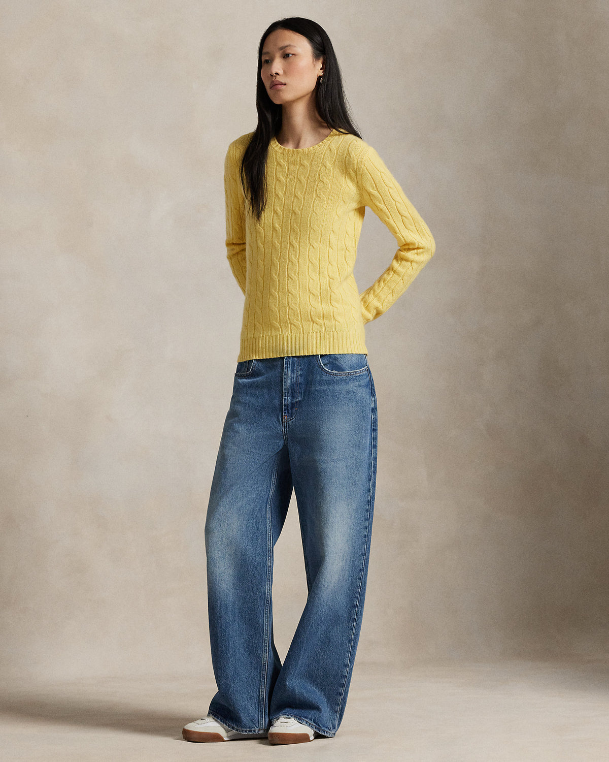 Ralph Lauren Women's The Iconic Cable-Knit Cashmere Sweater - Fall Yellow
